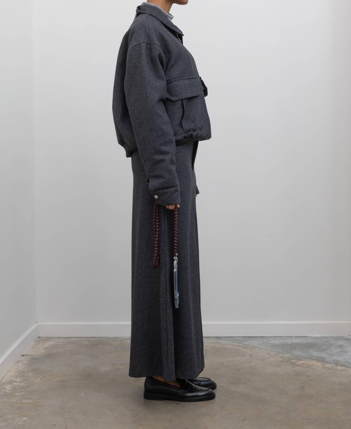 Collective - Herringbone Collared Quilted Bomber Jacket