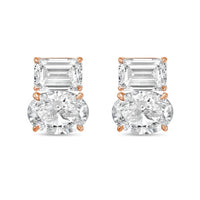 Diana M Jewels - Women's Emerald & Oval Lab-grown Diamond Stud Earrings (3.00 Tcw) - Signature
