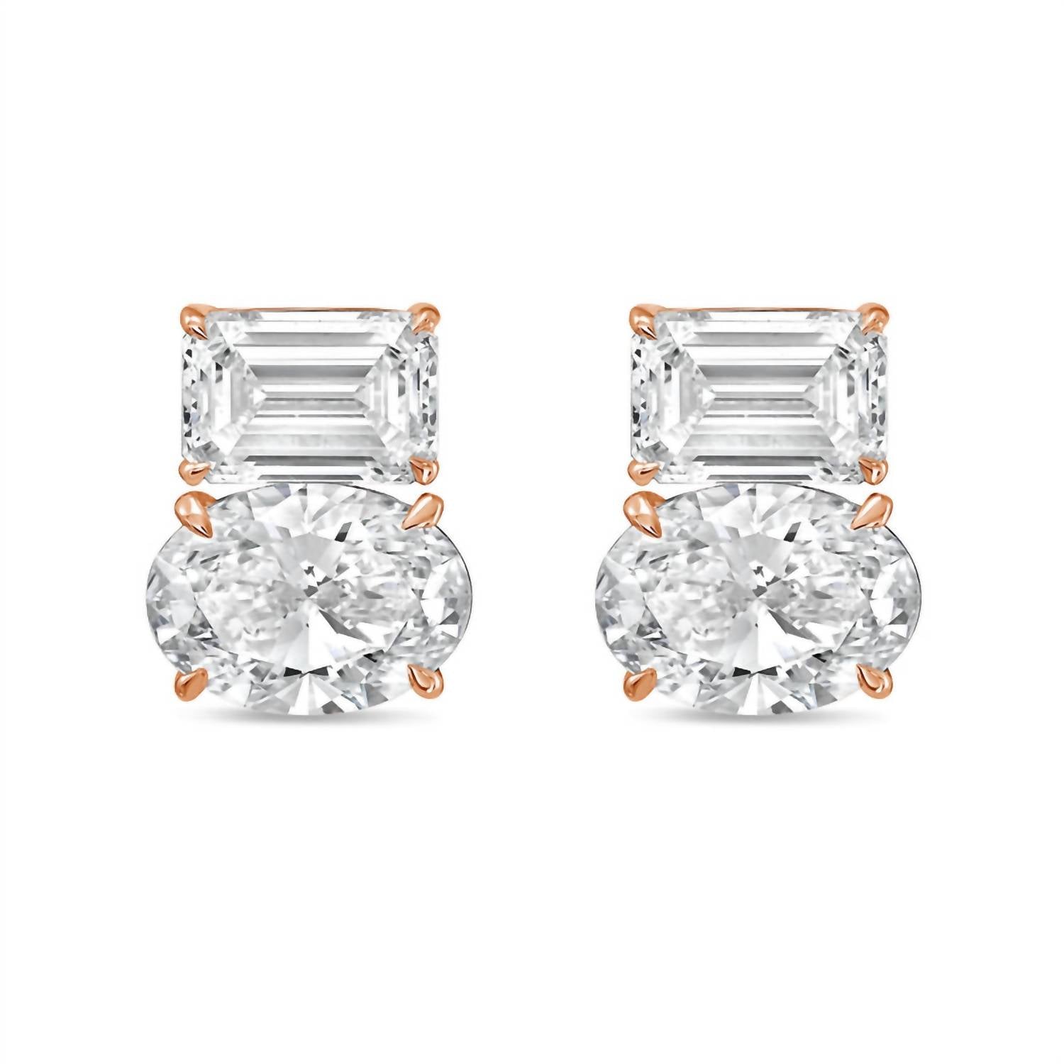 Diana M Jewels - Women's Emerald & Oval Lab-grown Diamond Stud Earrings (3.00 Tcw) - Signature