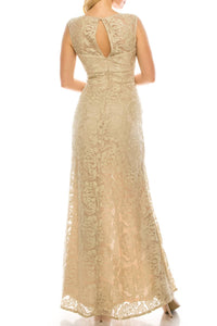 Aidan Mattox - Embroidered Lace Sheath Evening Dress