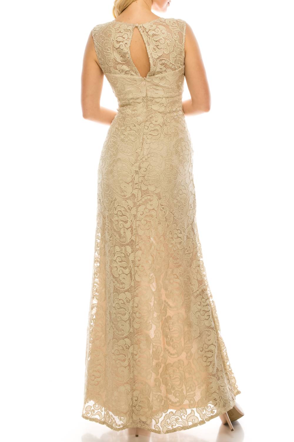 Aidan Mattox - Embroidered Lace Sheath Evening Dress