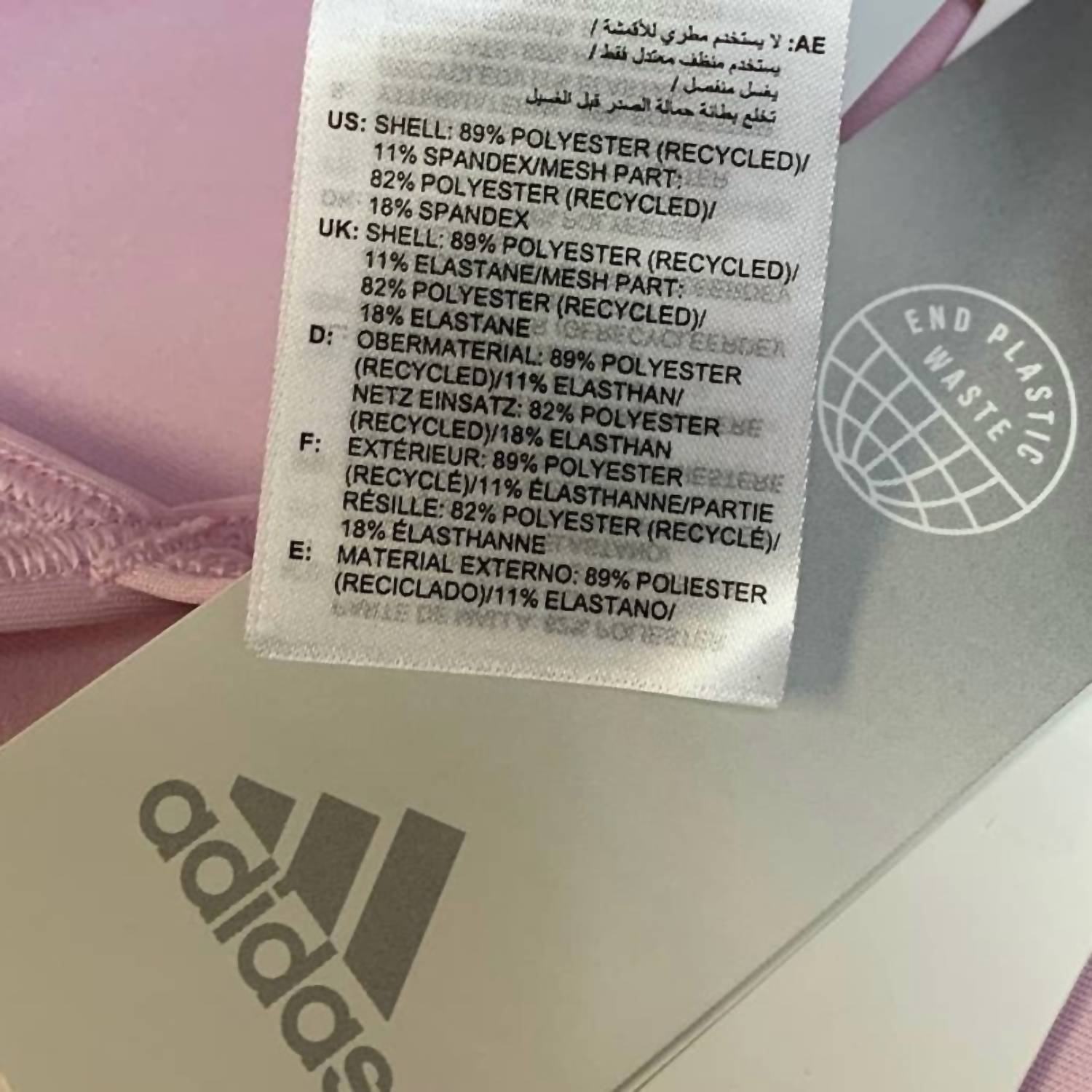 Adidas - Medium 40DD Pink Light Support Removeable Pads Training Sports Bra