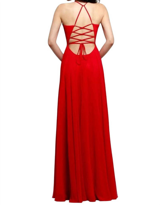 Faviana - Chiffon V-neck Evening Dress
