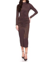 Susana Monaco - Mockneck Gathered Front Long Sleeve Dress