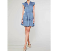 Current Air - Flutter Sleeve Ruffle Detail Mini Dress