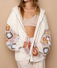 Pol - Raglan Granny Square Pattern Sweater