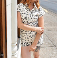 Baevely By Wellmade - Simple Florals Denim Romper