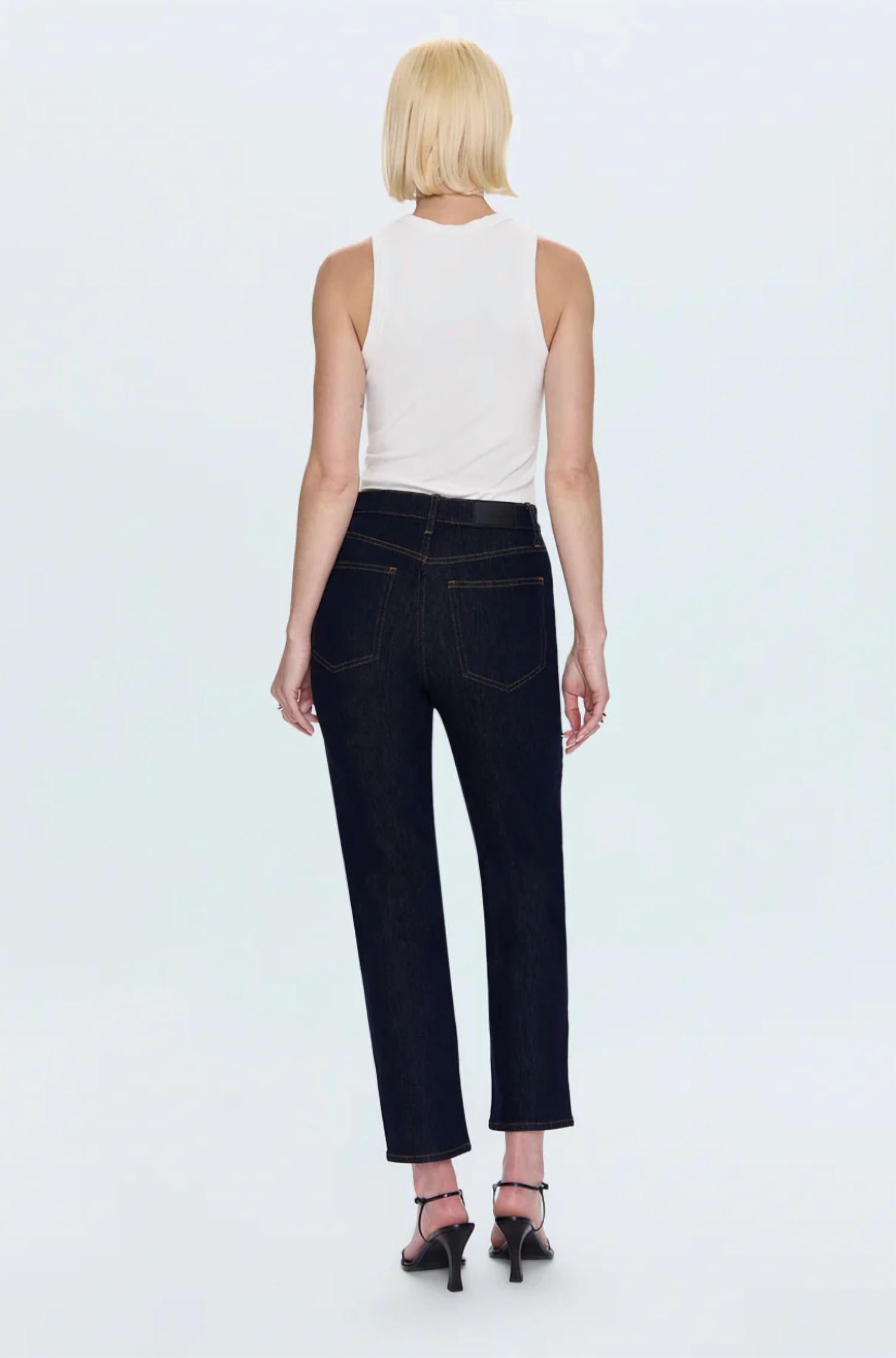 PISTOLA Bri Ankle High Rise Slim Straight Leg Jeans in nightfall - women's jeans - alternate view