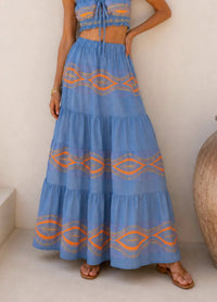 Mystery Resort - Santorini Mosaic Maxi Skirt Set