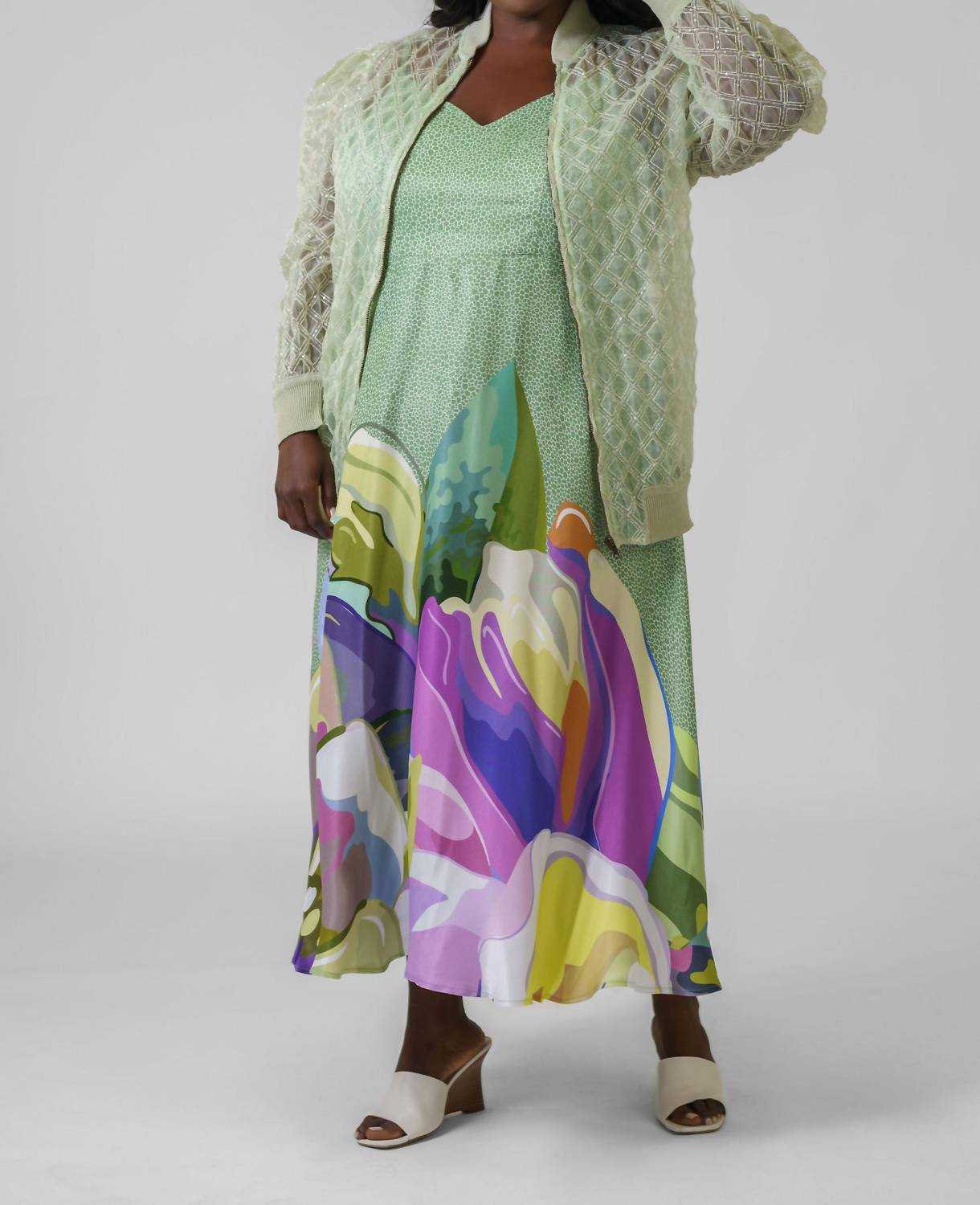 -Bl^Nk- - Aemee Floral Sleeveless Dress - Plus