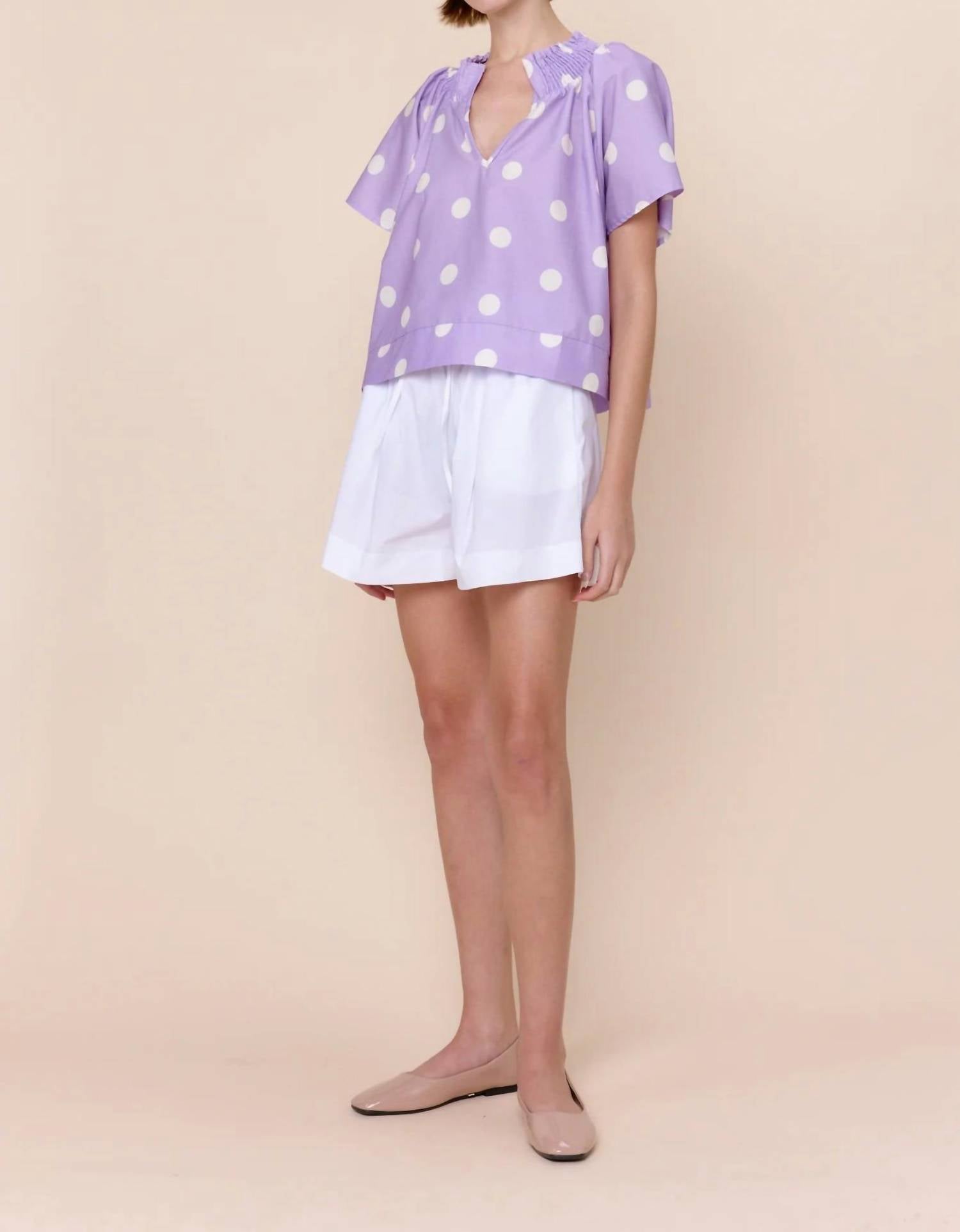 Sofia - Natalie Smocked Neck Blouse
