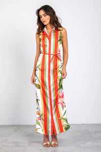 Lavender Brown - Jordan Collared Belted Maxi Dress