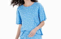 Jenni By Jennifer Moore - Lettuce-edge Printed Pajama Top