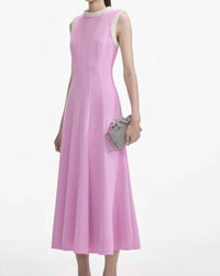 Self-Portrait - Pink Crepe Pearl Trim Dress