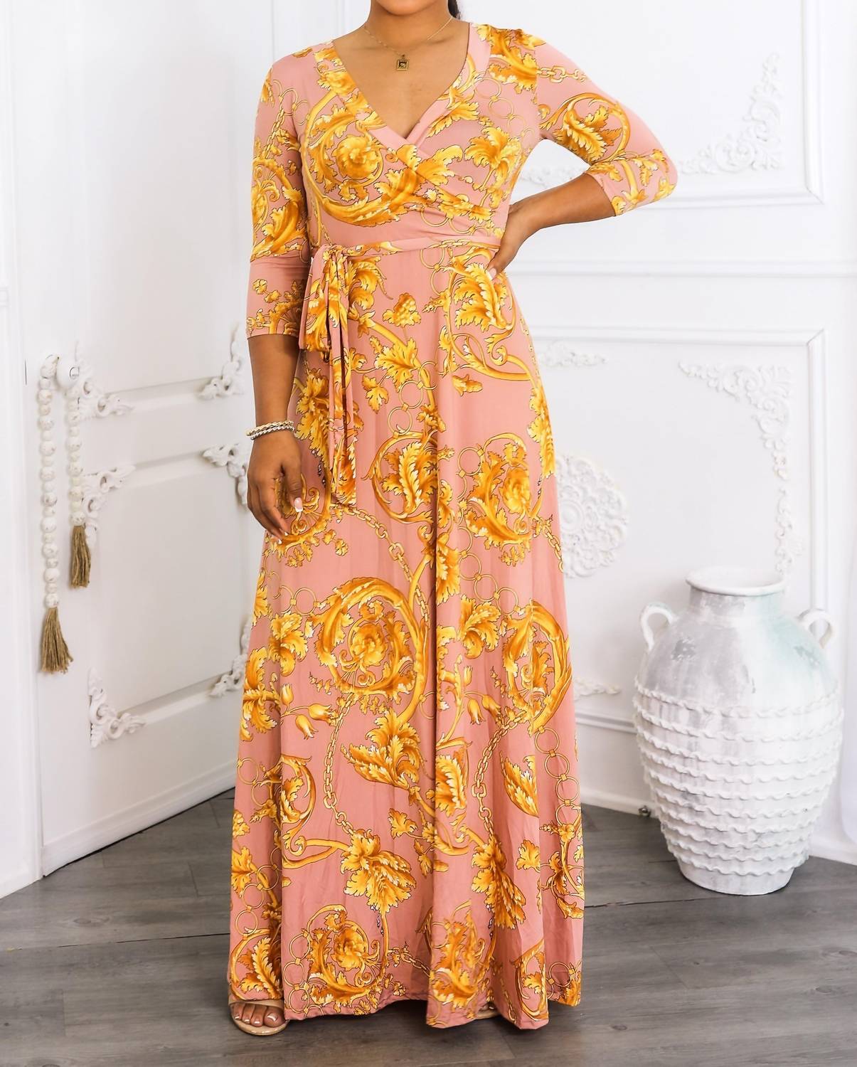 Surelymine - Elegant Wrap Boho Maxi Dress