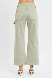 Risen - Tummy Control High Rise Crop Wide Jeans