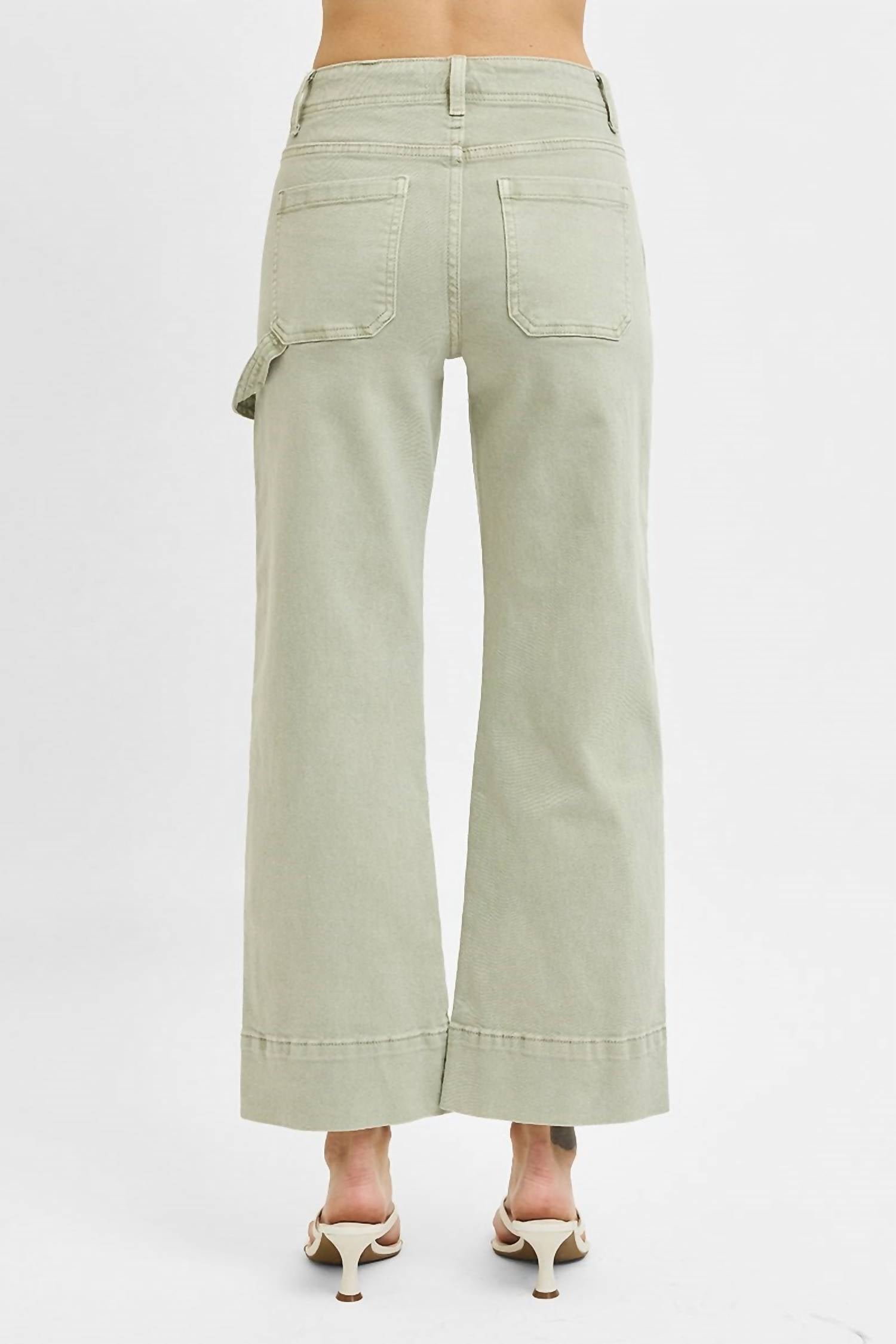 Risen - Tummy Control High Rise Crop Wide Jeans