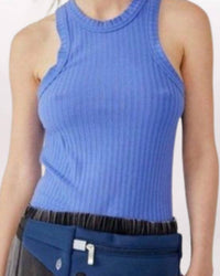 Free People Sleeveless Hi-neck Blissed Out Tank Top in blue egret - women's tank top