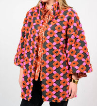 Ivy Jane Puff Pattern Jacket in charcoal pink - women's jacket - detail view
