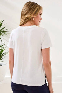 Tribal - V-neck Top With Double Trim Detail