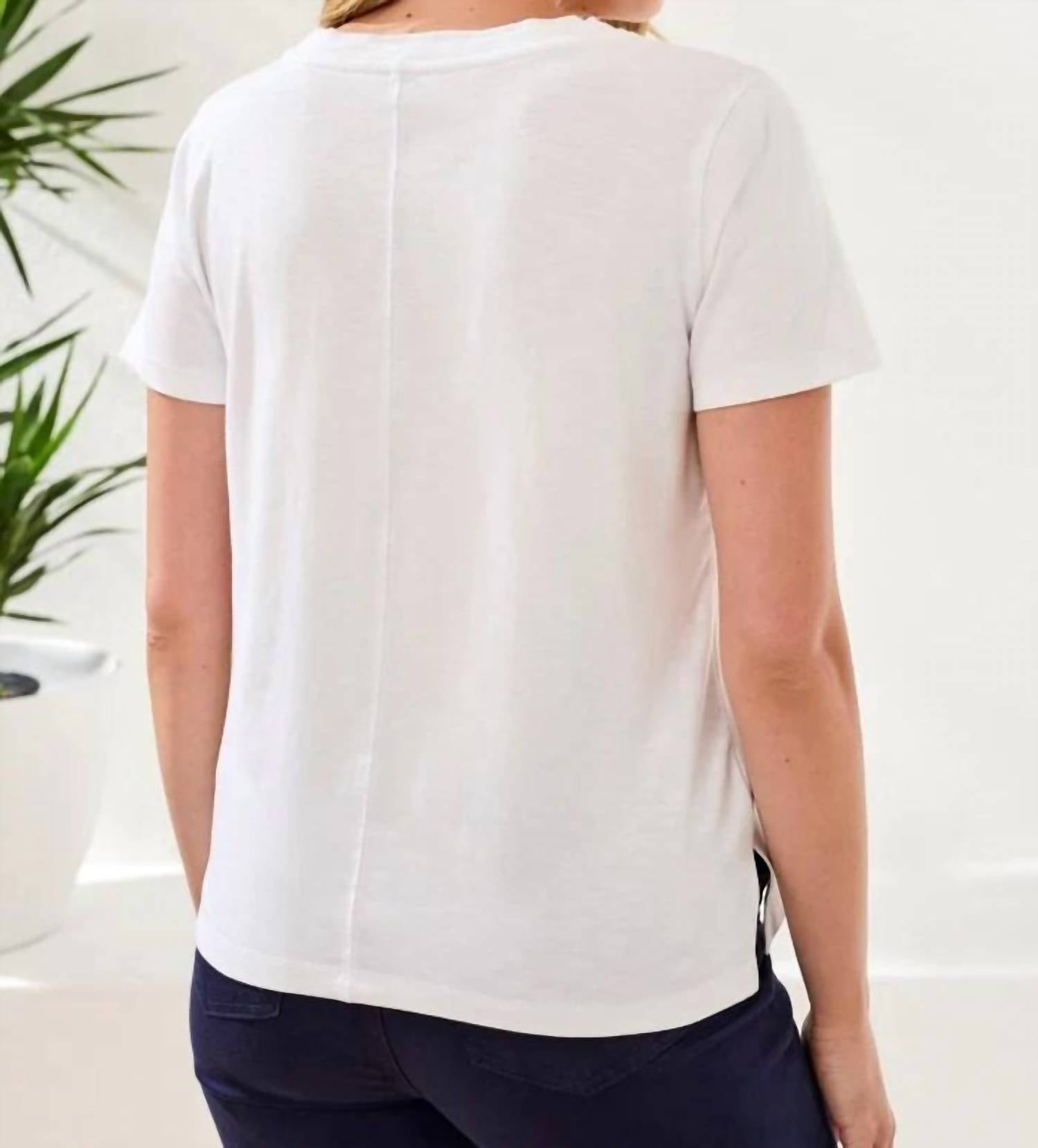 Tribal - V-neck Top With Double Trim Detail
