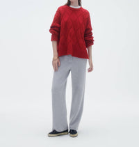 Guest In Residence Wavy Cozy Cashmere Crew Top in residence wavy cozy cashmere crew in true red in true red - women's sweater
