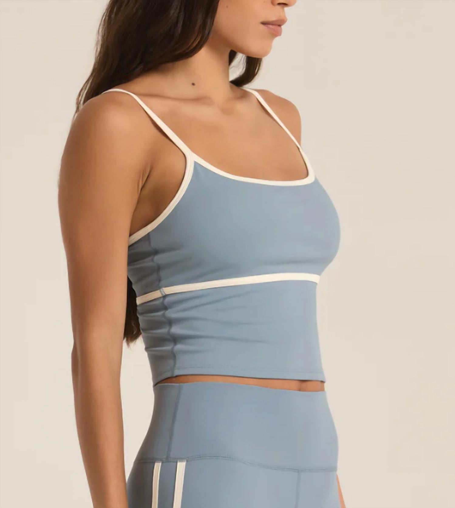 Z Supply High Contrast Tank in light denim - women's intimate - detail view