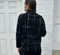 Elliott Lauren Broken Plaid Short Jacket in black white - women's cardigan - detail view