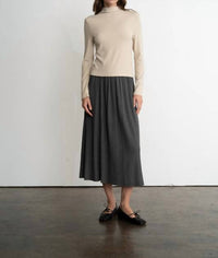 Elle Grey Lightweight Pleated Skirt in charcoal - women's skirt
