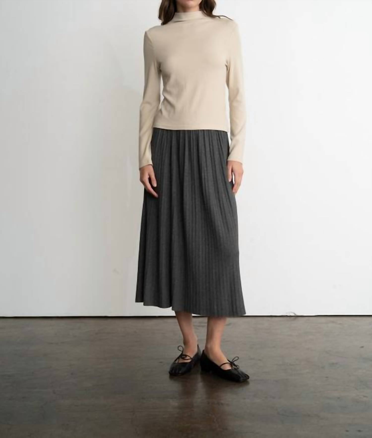 Elle Grey Lightweight Pleated Skirt in charcoal - women's skirt