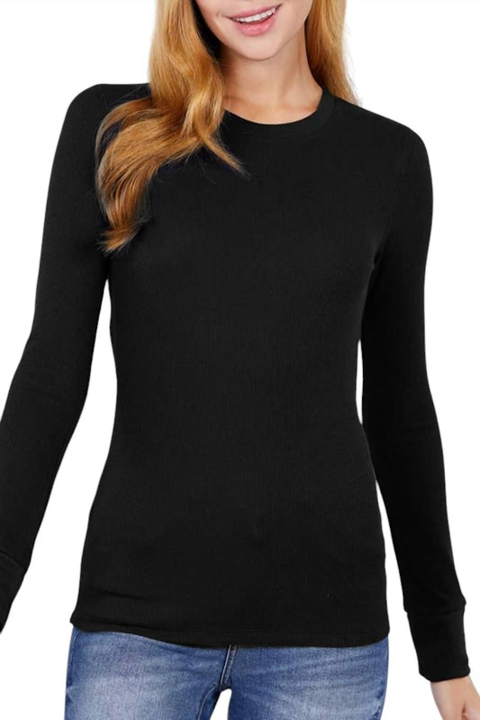 42Pops - Long Sleeve Thermal Crew Neck Knit Top