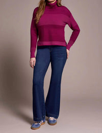 Tribal - Two Tone Turtleneck High Low Sweater
