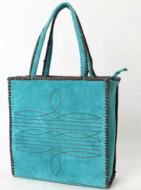 American Darling Women's Boot Stitch Suede Leather Purse in turquoise - women's bag