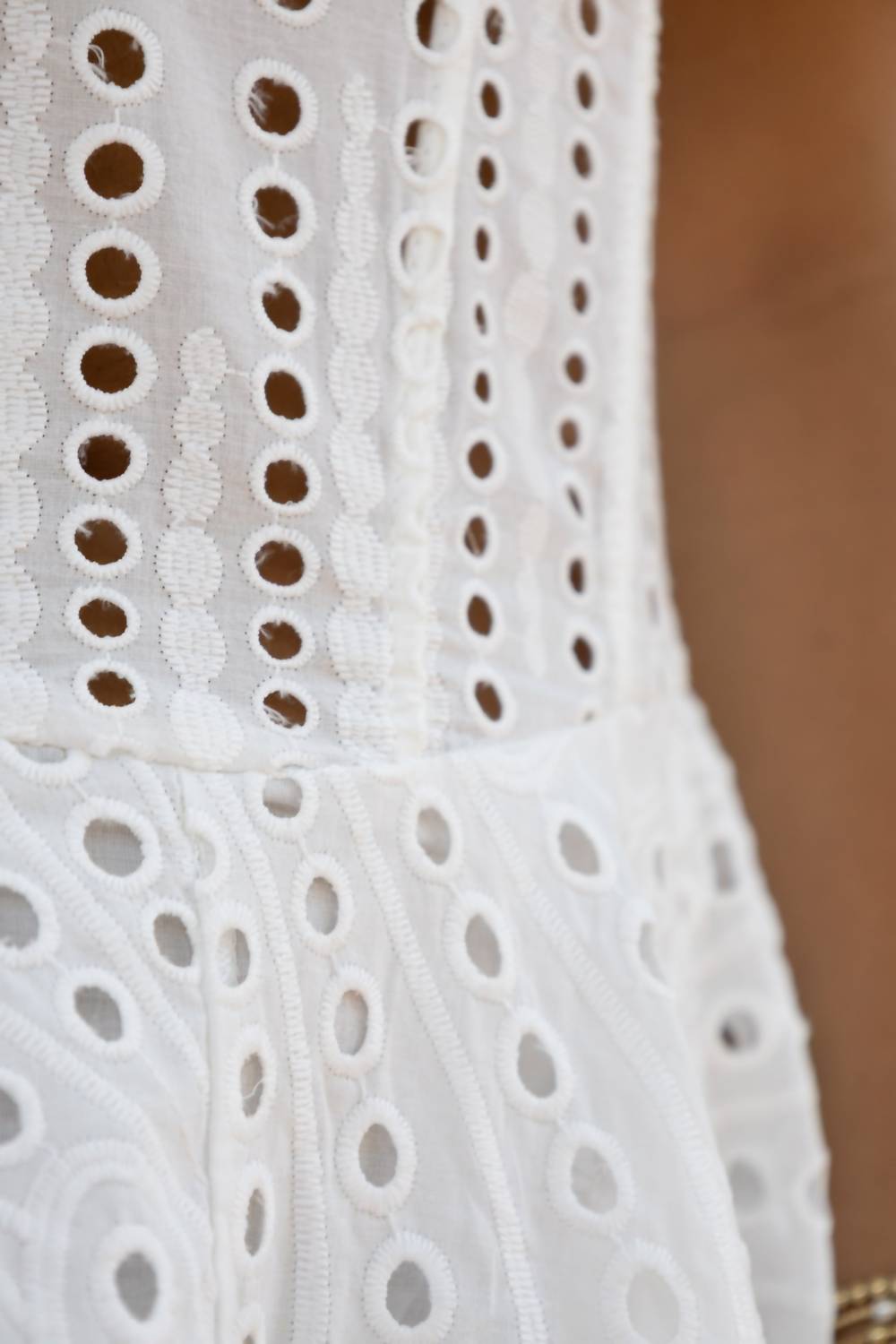 Beulahstyle - Off Shoulder Eyelet Mini Dress