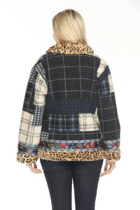 Johnny Was Becks Plaid Reversible Jacket in multi - women's jacket - detail view