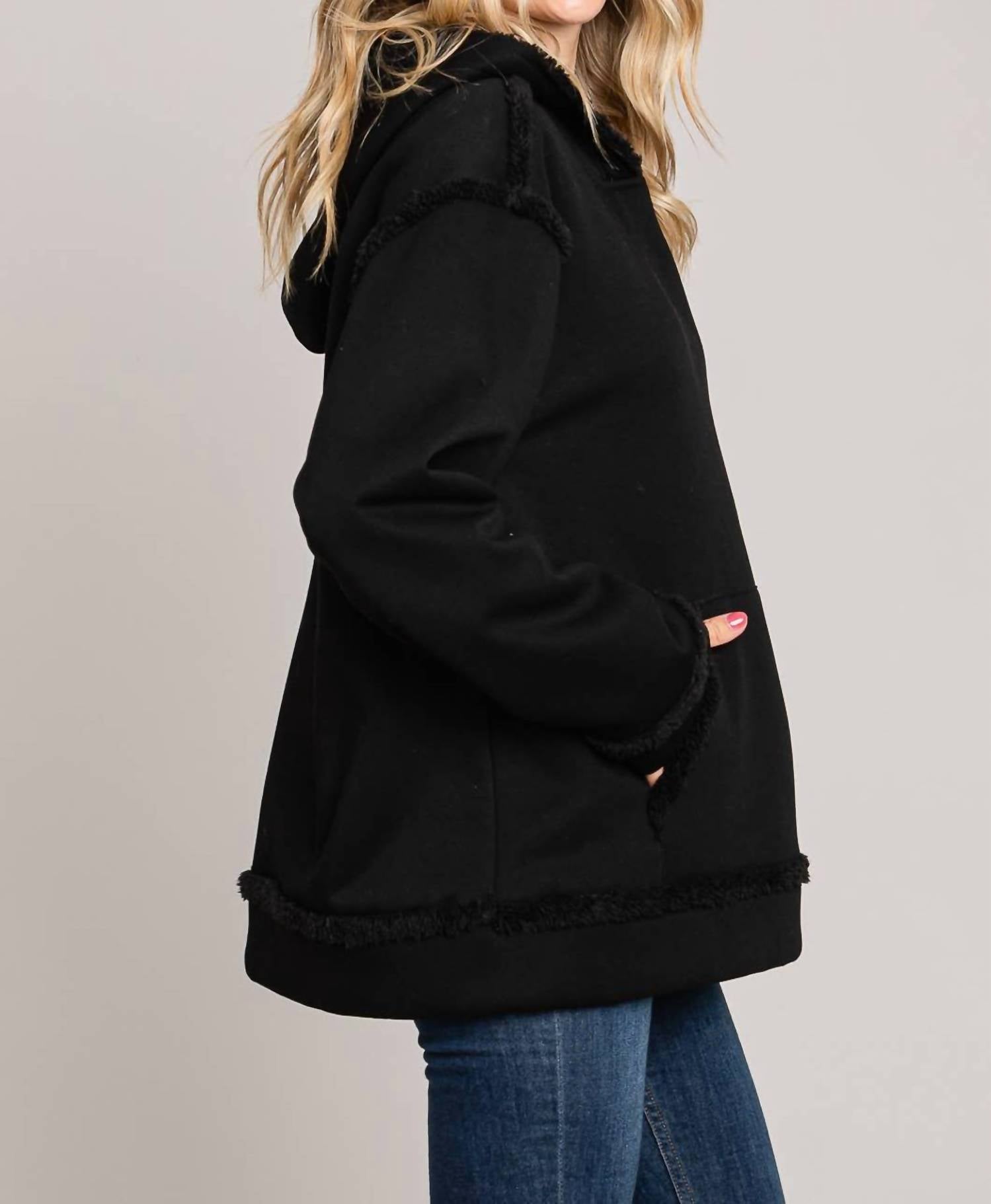 Cotton Bleu - Casual Faux Fur Lined Hoodie