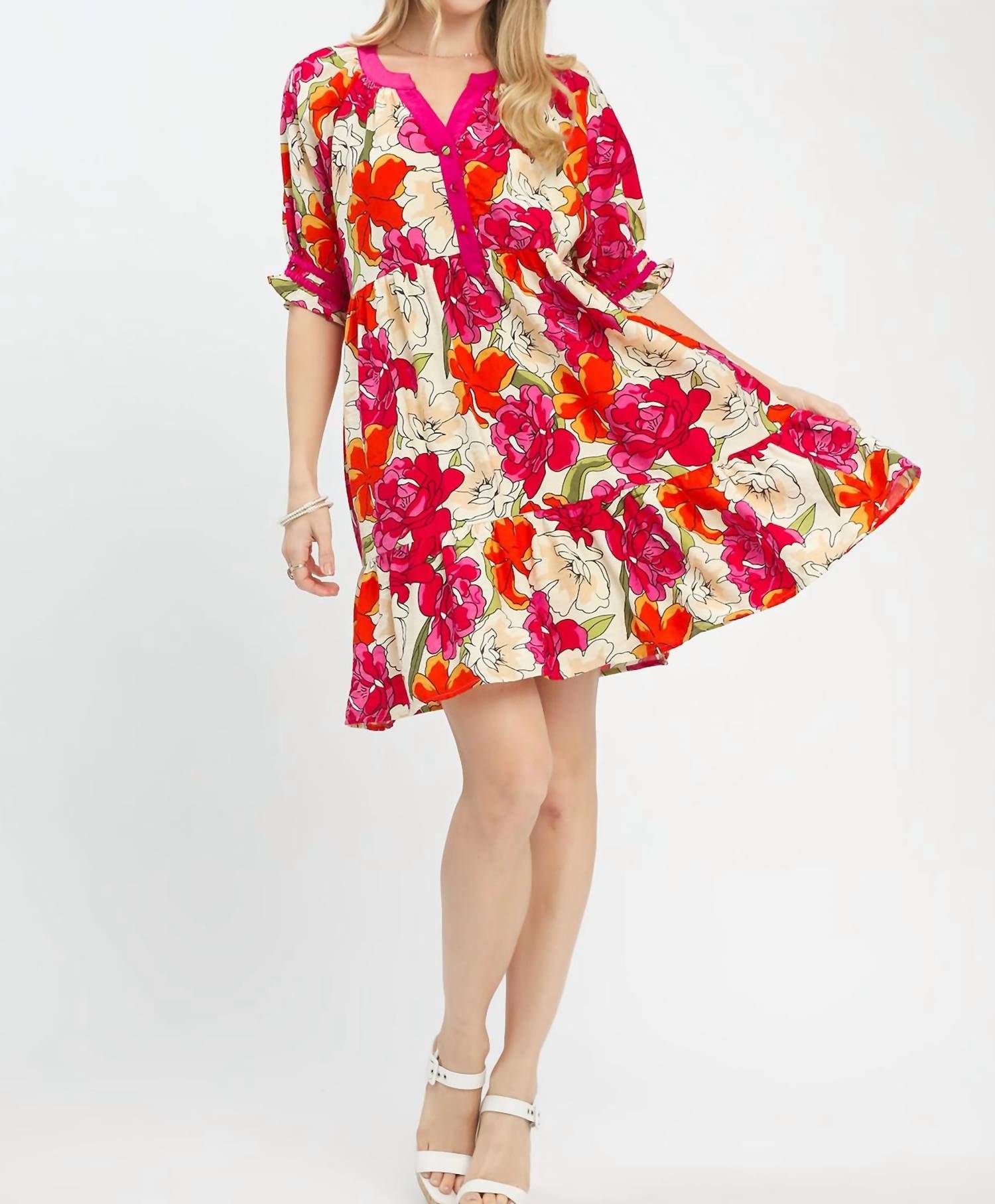 Umgee - Short Floral Tiered Dress