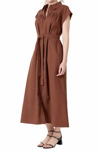 English Factory - Linen Belted Midi Dress