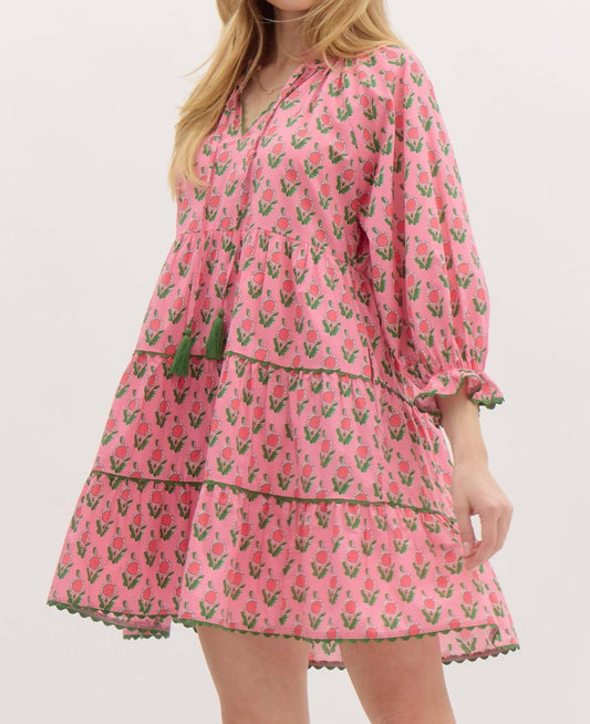 Entro - Tiered Scalloped Floral Mini Dress