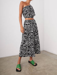 Rails - Evy One Shoulder Contour Lines Cropped Top