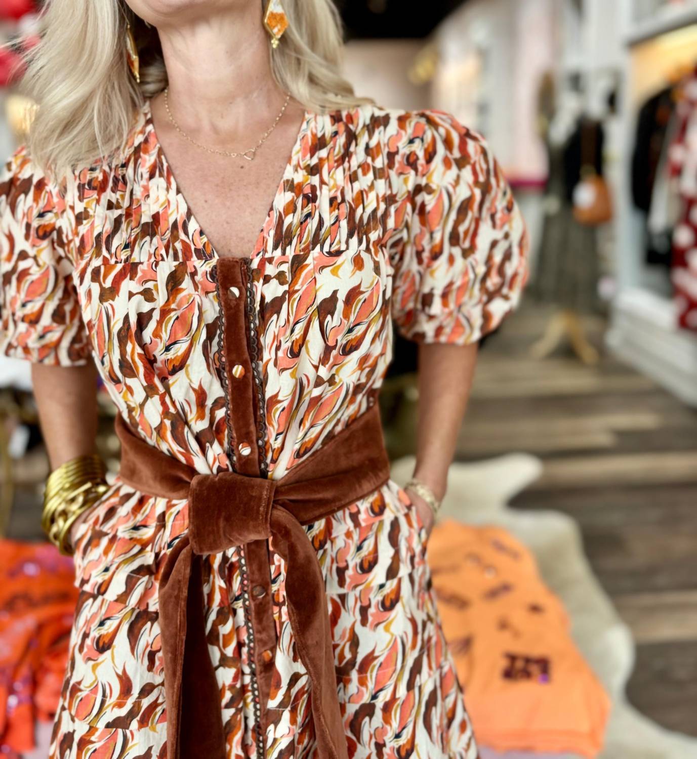 Victoria Dunn - Marigold Short Puff Sleeve Mini Dress