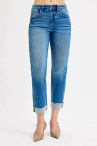 Risen - Women's High Rise Boyfriend Fit Ankle Jeans