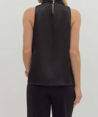 Entro - Sleeveless Draped Mock Neck Blouse