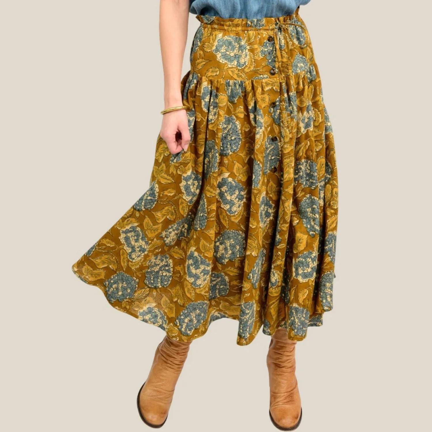Ivy Jane - Honey Hydrangea Button Skirt