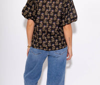 Thml - Woven Detail Floral Puff Sleeve Top