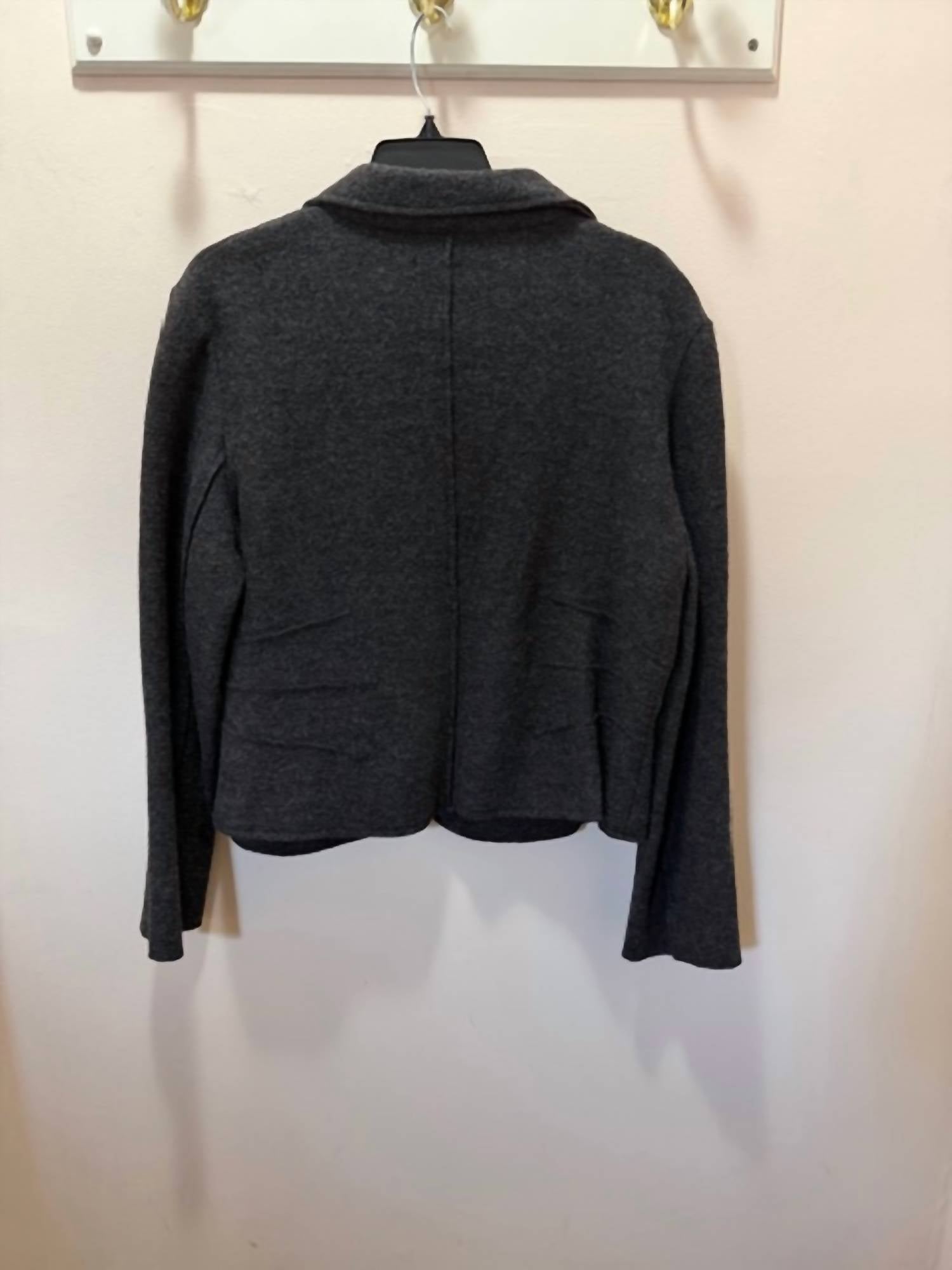 Katherine Barclay Women's Boiled Wool Jacket in charcoal - women's jacket - detail view