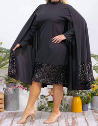 Karen Kane - High Neck Midi Dress With Cape