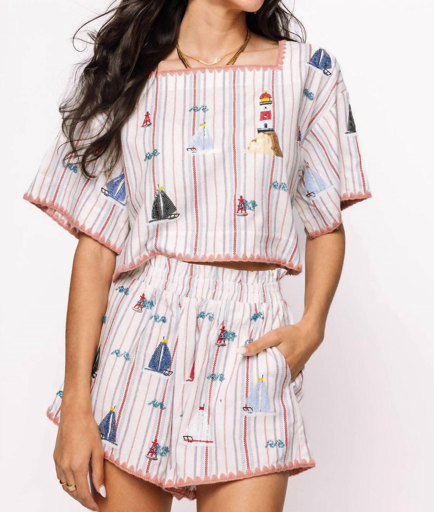 Queen Of Sparkles - Striped Sailboat Shorts