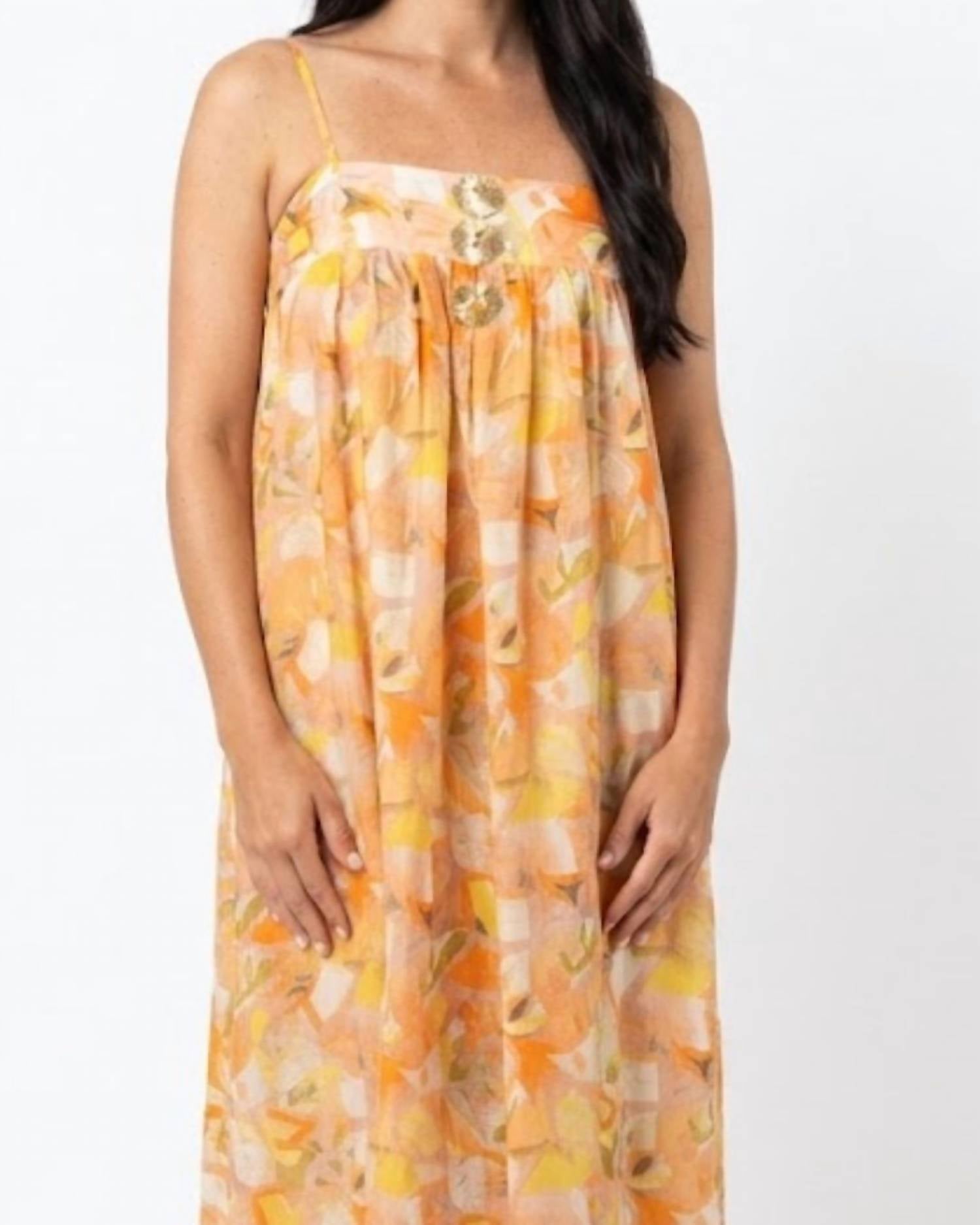 Yellow Lovebirds - Henrietta Long Dress