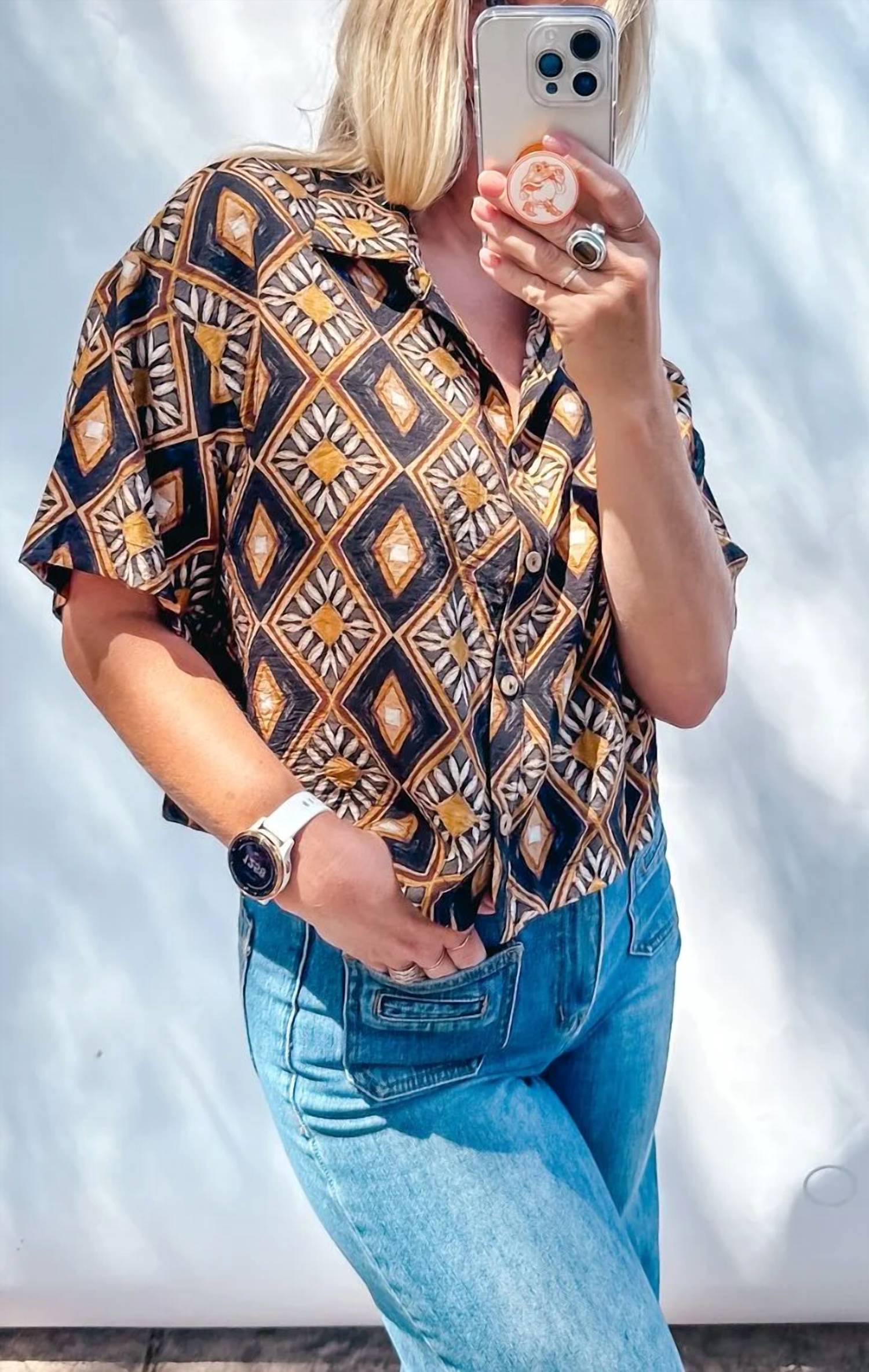Promesa - Geometric Floral-Print Shirt